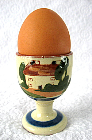 Motto Ware Egg Cup England A Rolling Stone Gathers No Moss 1920s (Image1)