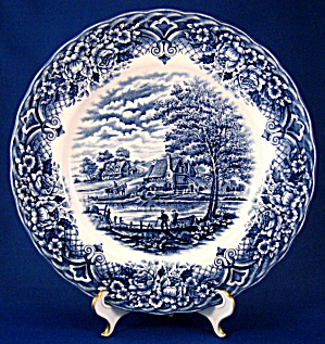 Blue Transferware Plate Homeland Grindley Ltd Dinner 1920-30s (Image1)