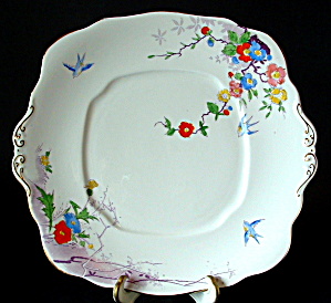 Art Deco Royal Albert Crown Cake Plate Dovecot Birds Server 1920s (Image1)