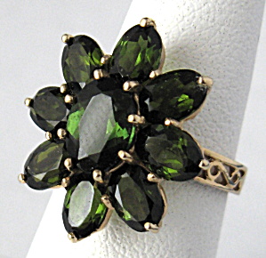 Ring 14kt Tourmaline Flower Cluster Dinner Ring Vintage (Image1)
