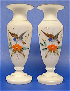 Bristol Glass Vases Pair Victorian Art Glass (Image1)