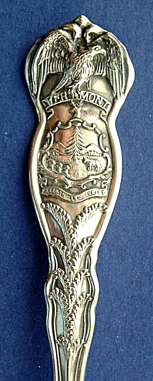 Vermont State Collector Spoon Antique Wm Rogers Silver Eagle Forest (Image1)