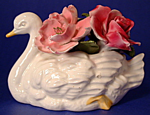 Swan Flower Bone China Paperweight Posy Vintage Thorley (Image1)