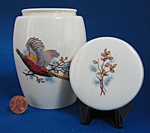 Tea Caddy Canister Birds Pheasants Scotland Vintage (Image1)