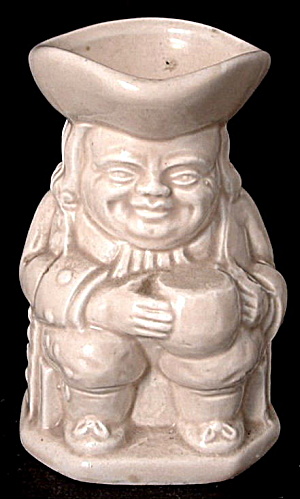 Vintage Toby Jug Mini Keele Street Pottery England All White Sitting (Image1)