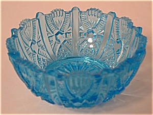 Open Salt Pressed Hobnail Zipper Blue Glass England (Image1)