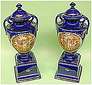 Mantle Vases Vintage Cobalt Pair 1920s (Image3)
