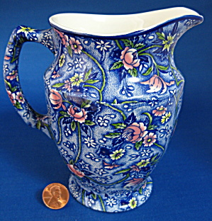 Blue Floral Chintz Pitcher Sadler For Ringtons Tea 1960 (Image1)