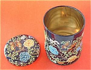 Daher Tea Tin Black Chintz Floral Vintage (Image3)