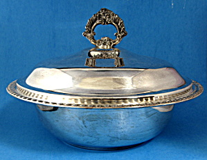 Silver Plate Casserole And Lid Fire King Insert Dish (Image1)