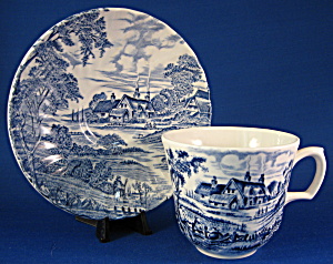 Meadowsweet Blue Transferware Cup And Saucer Ridgway (Image1)
