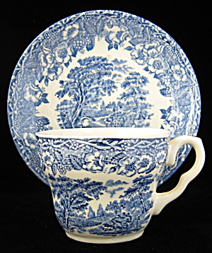 Transferware Cup And Saucer EIT England Blue Antique (Image1)