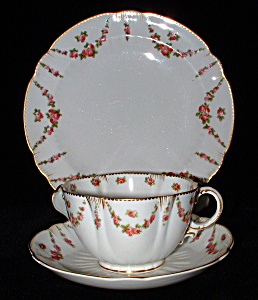 Antique George Jones Crescent Cup Saucer Plate Trio (Image1)