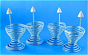 Egg Cups Retro Wire & Wood Set 4 England (Image1)