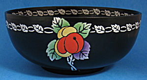 Shelley England Bowl Black 3 Damsons Fruit Art Pottery (Image1)