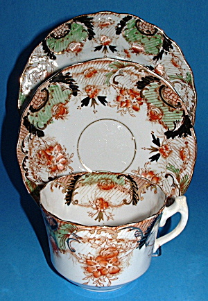 English Imari Cup Saucer Plate Victorian Antique Hudson 1890s (Image1)