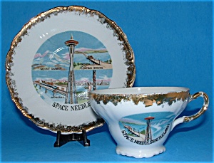 Vintage Cup and Saucer Seattle Space Needle Souvenir (Image1)