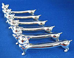 Knife Rests Art Deco Cat With Bow Silver England 6 Cats (Image1)