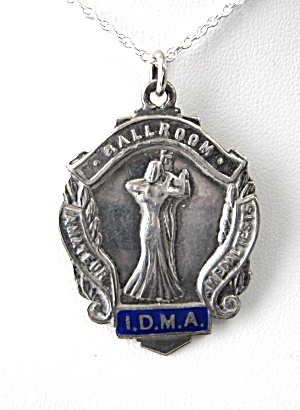 Necklace Medal Fob England Hallmarked Silver Ballroom Dance 1952 (Image1)