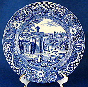 Blue Transferware Plate Landscape Midwinter Antique (Image1)