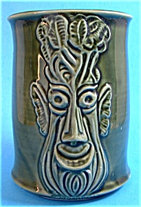 Celery Jar Figural Face Pot England Green Glaze Green Man (Image1)