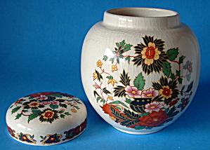 Vintage English Tea Caddy Canister Sadler Floral Ginger (Image1)