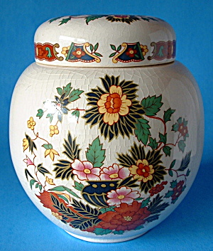 Tea Caddy Canister Vintage Sadler Indian Tree Fall Colo (Image1)