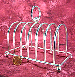 Vintage English Toast Rack Silver Plate Letter Holder Ball Feet (Image1)