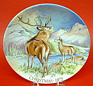 Crown Staffordshire Christmas Plate 1979 Monarch Deer (Image1)