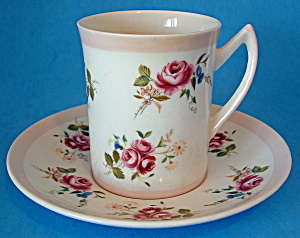 English Tea Cup and Saucer Rosina Roses Pink Bone China (Image1)