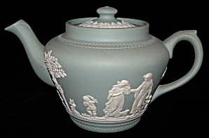 Teapot Dudson Jasperware Green Vintage England Jasper (Image1)