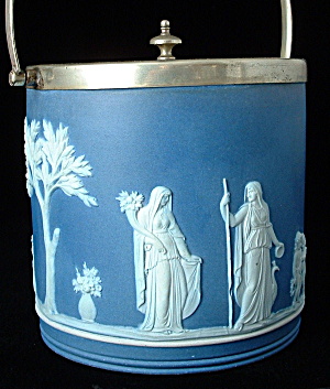 Wedgwood Biscuit Jar Dark Blue Jasper Dip Peace Ceres (Image1)