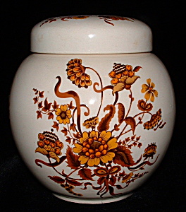 Tea Caddy Sadler England Retro Autumn Floral Ginger Jar (Image1)