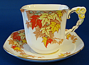 Square Cup And Saucer 3 Flower Handle Royal Stafford (Image1)