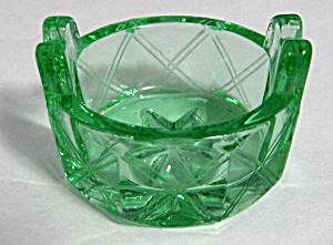 Cambridge Green Glass Open Salt Tub 8 Sides Cut Vintage (Image1)