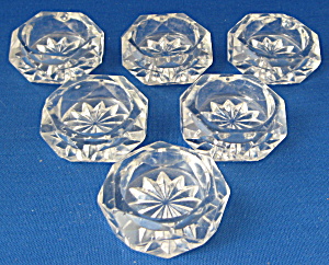Salt Dip Set Of 6 Antique Honeycomb Diamond Cut Glass (Image1)