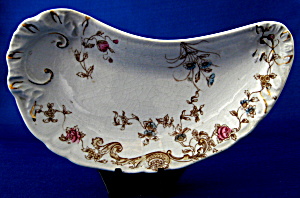 Floral Transferware Bone Dish Crescent Antique English (Image1)