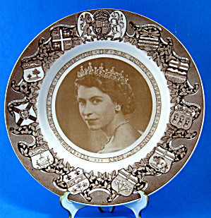 Queen Elizabeth II Coronation Plate Clarice Cliff Sepia 1953 (Image1)