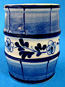 Delfts Blue Toothpick Holder Barrel Floral Band Holland (Image1)