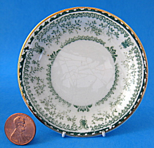 Butter Pat Green Transferware Antique English Maddocks (Image1)