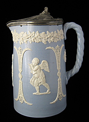 Dudson Sprig Pitcher Pewter Lid Classical Jug Antique (Image1)