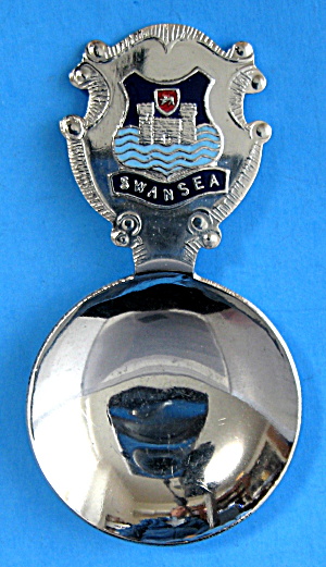 Tea Caddy Spoon Swansea Wales Tea Scoop Souvenir Enamel (Image1)