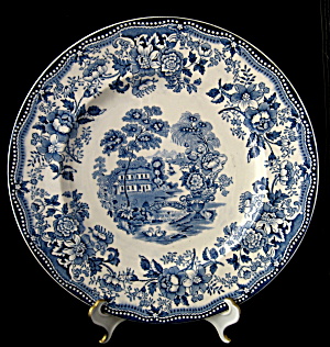 Clarice Cliff Tonquin Dinner Plate Blue Transferware (Image1)