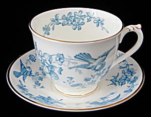 George Jones Blue Bird Cup And Saucer Swansea Rare (Image1)