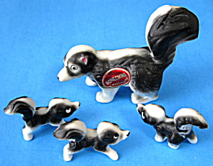 Vintage Bone China Racoon Family Set Of Four Figurines (Image1)