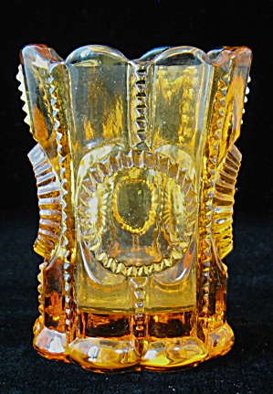 Amber Glass Toothpick Holder Columbia Co Op Flint Glass (Image1)