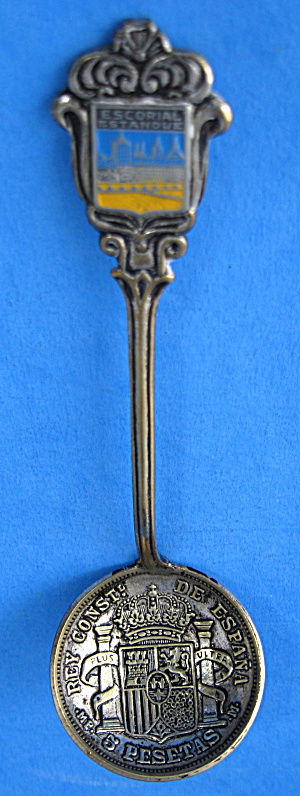 Souvenir Spoon Spain Escorial Estanque Enamel Ladle (Image1)