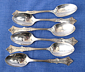 Sterling Silver Teaspoons 6 Geo. Shiebler Clematis French Nouveau 1895 (Image1)