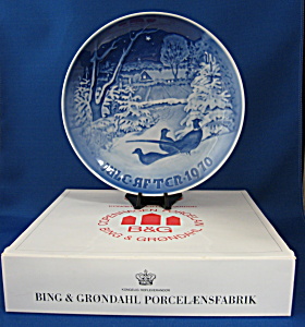 Bing Grondahl Plate Christmas Pheasants Snow 1970 (Image1)