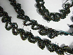Antique Bead Trim Carnival Black Glass Beads Scallops (Image1)